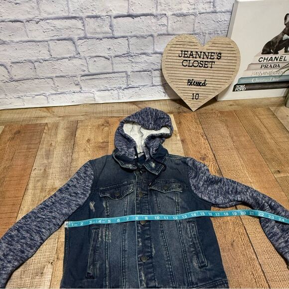 Free People Denim & Knit Hooded Jacket - size XS - Picture 12 of 15
